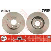 TRW 2X Bremsscheibe Vorne 256 BelüFtet FüR Hyundai I20 PB PBT Accent
