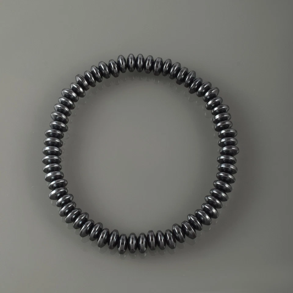 Natural Hematita Platillo Cuentas Curación Gema Elastizado Pulsera Unisex Regalo - Imagen 3 de 4