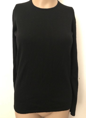 Henri Bendel Sweater Black Long Sleeve Crew Neck Extrafine 100% Lana Wool Size S - Picture 2 of 8