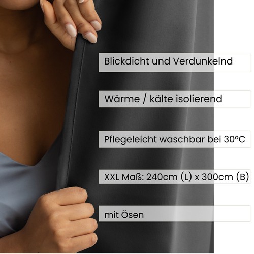 Übergröße Gardine Vorhang 3 m blickdicht abdunkelnd - Öse und Kräuselband Farben - Bild 12 von 156