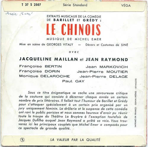 MICHEL EMER, JACQUELINE MAILLAN, JEAN RAYMOND le chinois Dessin de Siné - Imagen 2 de 4
