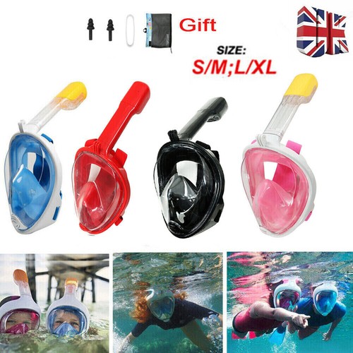Kids Adults Snorkel Face Mask Swimming Scuba Set Full Anti-Fog Diving For Gopro - Picture 14 of 16