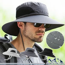 Unisex Men Women Sun Hat Wide Brim Bucket Cap Fishing Hiking Gardening Safari