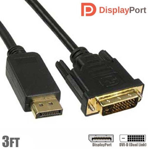 3 6 15 FT Display Port DP Male to DVI-D Dual Link Male Cable Cord Gold MacBook - Picture 2 of 3