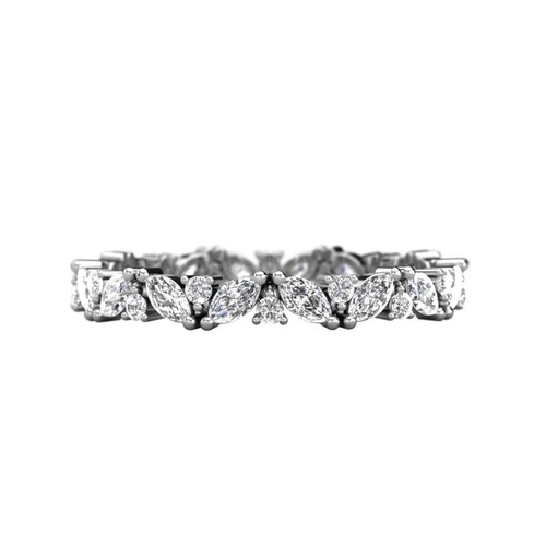 Marquise and Round Cut lab created moissanite Wedding Band in 925 silver - Picture 10 of 13