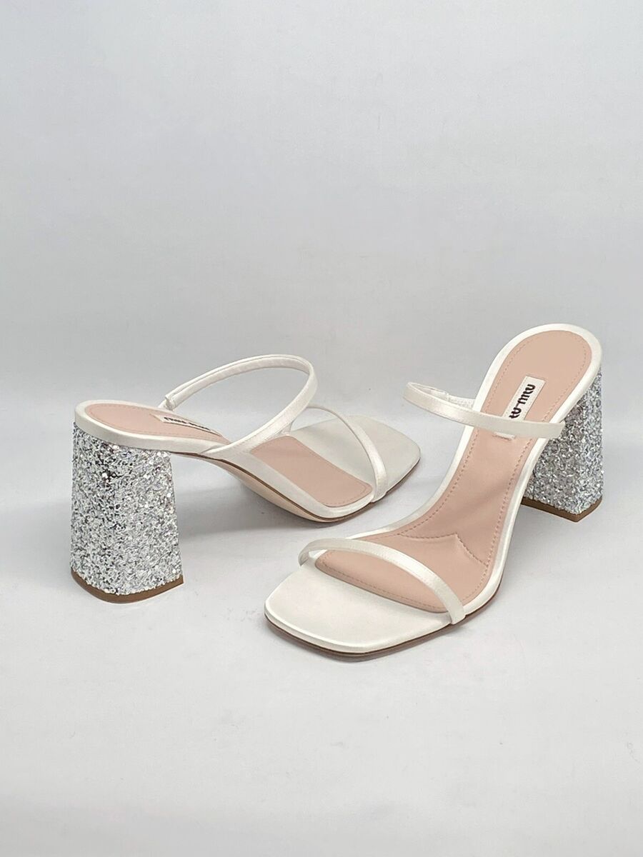 Miu Miu Women's Glitter High Block Heel Sandals size 39 Miu Miu Women's Glitter High Block Heel Sandals size 39