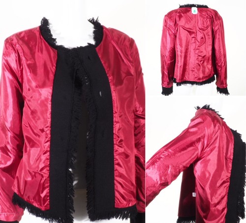 Blazer Gina Caramillo para mujer M flecos negros mezcla de lana forrada clásica - Imagen 11 de 11