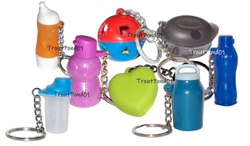 Tupperware Keychains Gadget Lot Penguin Bottle Universal Jug Quick Shake Heart B - Picture 1 of 2