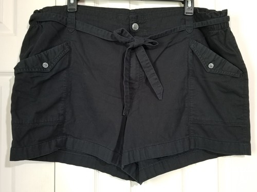 Old Navy Shorts Women Plus Size XXL Black Flat Front Elastic Khakis Chino #183
