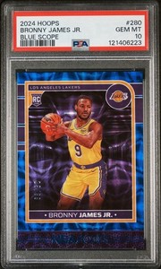 BRONNY JAMES JR. 2024-25 Panini Hoops Blue Scope Prizm SSP RC /99 #280 PSA 10💎