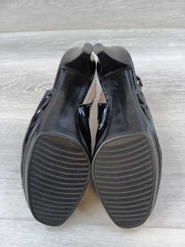 Aquatalia Women's Black Patent Leather Waterproof Studded Peep Toe Heels 10M - Picture 6 of 10