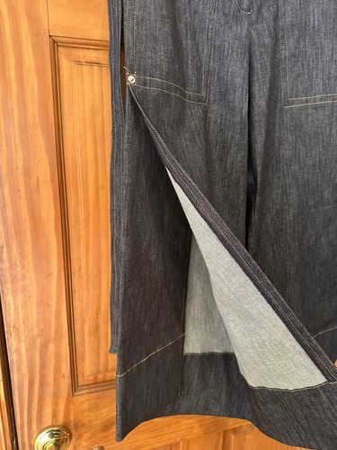 Yigal Azrouel Size 4 High Rise Wrap Tie Culottes Belt Wide Leg Denim Jeans Pants - Picture 7 of 17