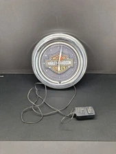 Harley-Davidson Essential Bar & Shield Blue Neon Clock, 12 in Diameter HDL-16675