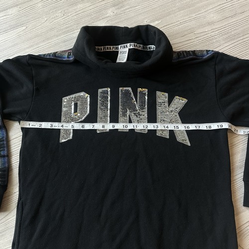 Victoria's Secret Pink Campus CowlNeck Sweatshirt Extra Small XS Sequin Logo EUC - Picture 6 of 8