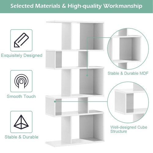 5 Cubes Ladder Shelf Freestanding Corner Bookshelf Display Rack Bookcase White - Picture 6 of 10