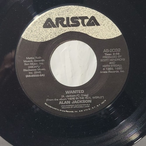 Alan Jackson ~ Wanted/ Dog River Blues ~ Arista 45 RPM Record - Picture 2 of 4