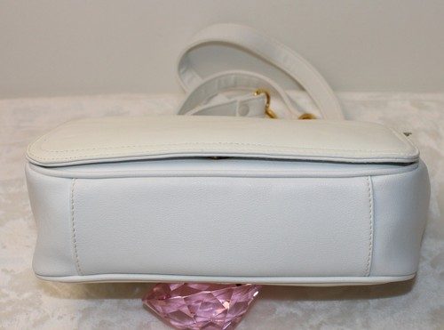 Saddle River By Stone Mountain Leather White Off White 2 Tone Shoulder Bag Purse - Picture 6 of 12