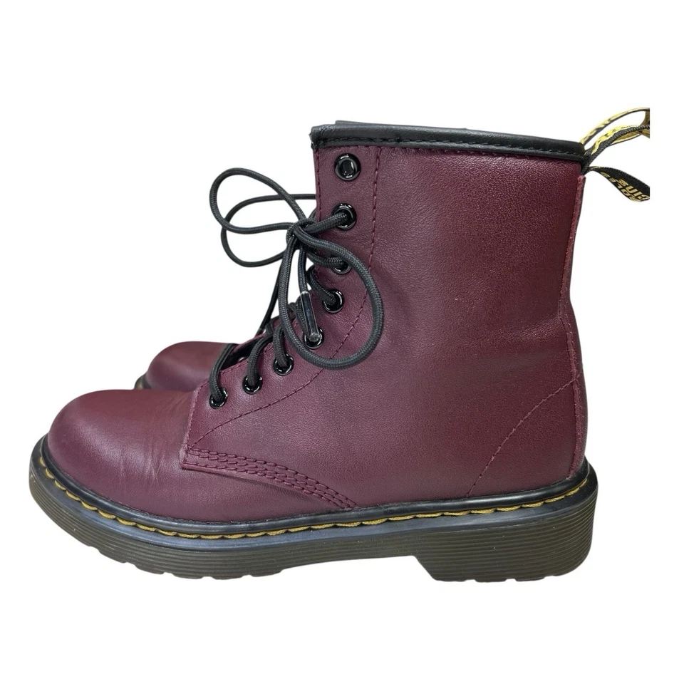Botas de Cuero Dr. Martens Malky Rojo Cereza/Borgoña Niños Talla 13 EE. UU. Cremallera Reverso Foto 4 de 4