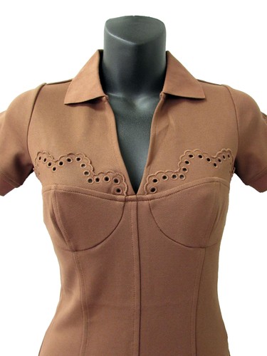 Fenty Puma By Rihanna Womens Polo Collar Bodysuit Shirt, Friar Brown, M - Foto 3 di 3