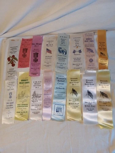 OREGON WRC WOMANS RELIEF CORPS GAR AUXILIARY GRAND ARMY REPUBLIC REUNION RIBBONS