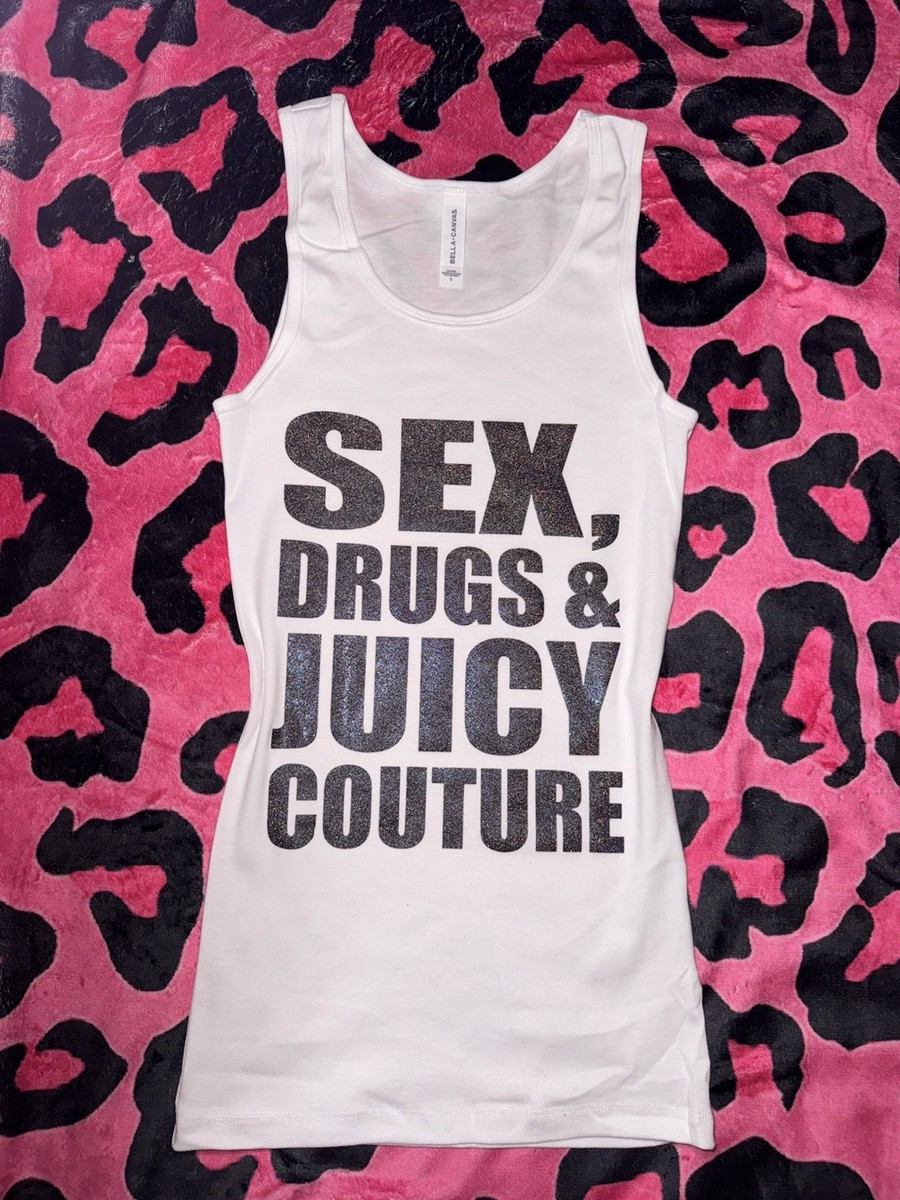 Glitter “Sex, Drugz, Juicy” Tank Top Y2K 2000s McBling