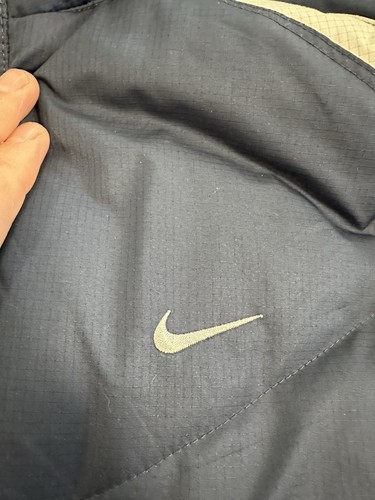 Nike Fit Vintage Jacket Men Hooded 90s Y2K Large Navy Blue - Picture 3 of 14