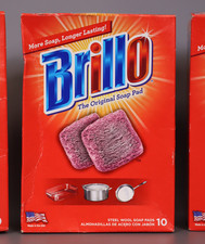 Brillo Steel Wool Soap Pads 10 Count Per Box Pack of 3 (30 Soap Pads In Total)