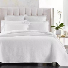 Hudson park Blanket Luxurious White Textured Queen 100% Cotton $300