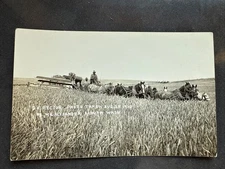 c.1918 W.C.Alexander -Wheat Fields Horse Drawn Combine-Almira WA-D.V.Rector RPPC