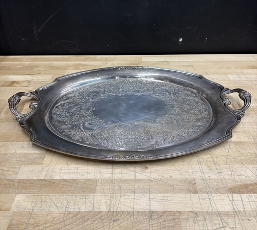 Eternally Yours Silverplate Waiter Tray Holloware Large Platter 1847 Rogers Bros - Picture 1 of 10
