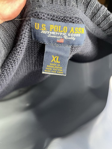 US Polo Assn USA Flag Knit Sweater Pullover Mens Size XL Blue Vintage 1990s - Picture 5 of 6