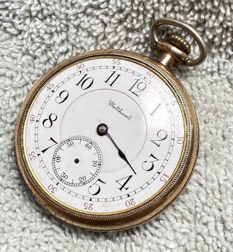 Vintage 12S Waltham Pocket Watch 15 Jewels RUNS 14K Gold - Plated? Scrap Use