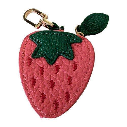 Süße Erdbeere Geldbörse Anhänger AirTag Halter Etui Reißverschluss Kunstleder Trendy - Bild 8 von 8