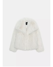 CAPPOTTO PELLICCIA SINTETICA ZARAZW COLLECTION BIANCO ECRÙ, COLLETTO CON REVERS, TAGLIA L, NUOVO CON ETICHETTE