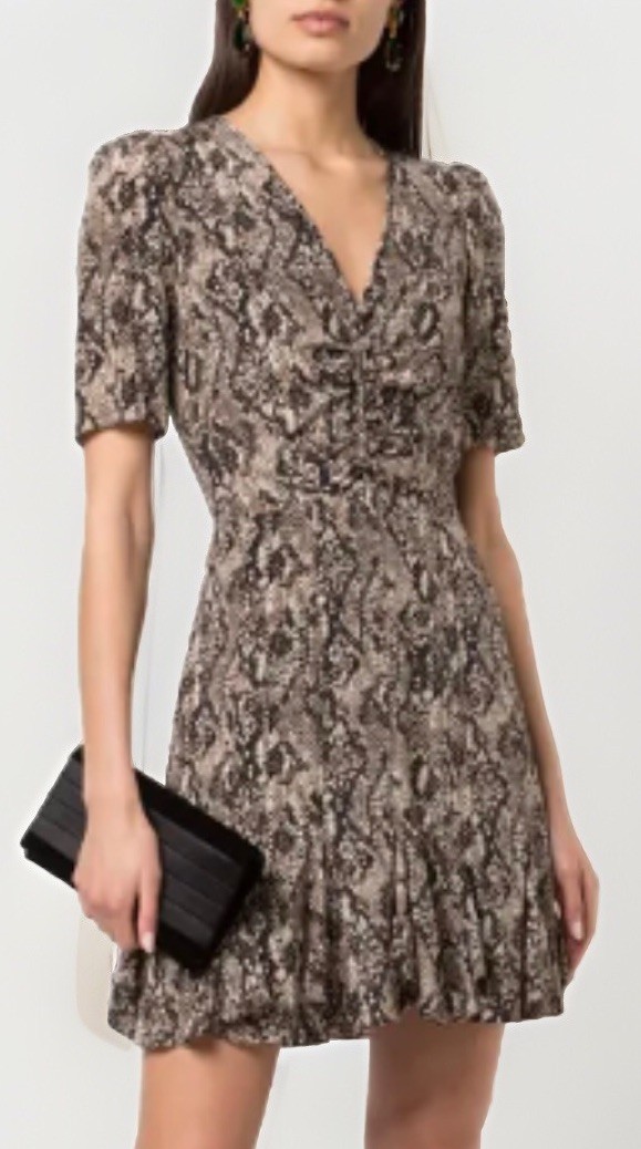 Veronica Beard Ried Python Print  Dress Short Flu… - image 1