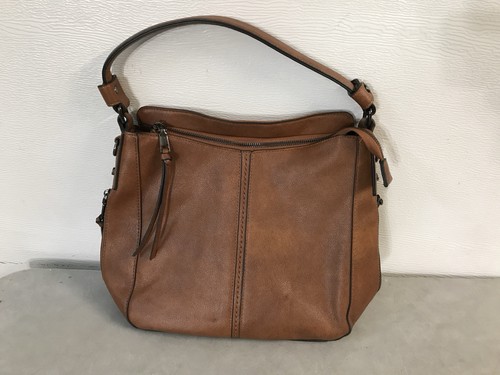 ECHT Handtasche Hobo Bag Eimer Kunstleder braun 15" verdeckte Tragehandtasche - Bild 2 von 7