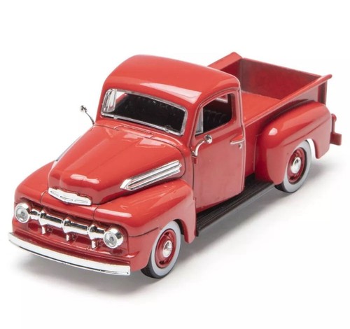 1951 FORD F-1 PICKUP RED W/ CHROME RIMS DIE CAST 1:48 O Scale Car Vehicle - Picture 2 of 4