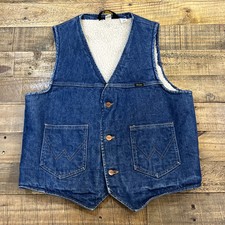Vintage 70s Wrangler Sherpa Lined Vest Mens L WLP6428 Lot No VL100NV