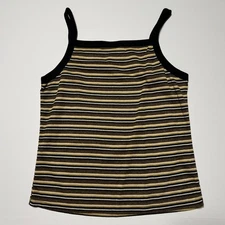 Women’s Y2K Ribbed Knit Cami Tank Top Sleeveless Striped Stretch Unbranded Brown
