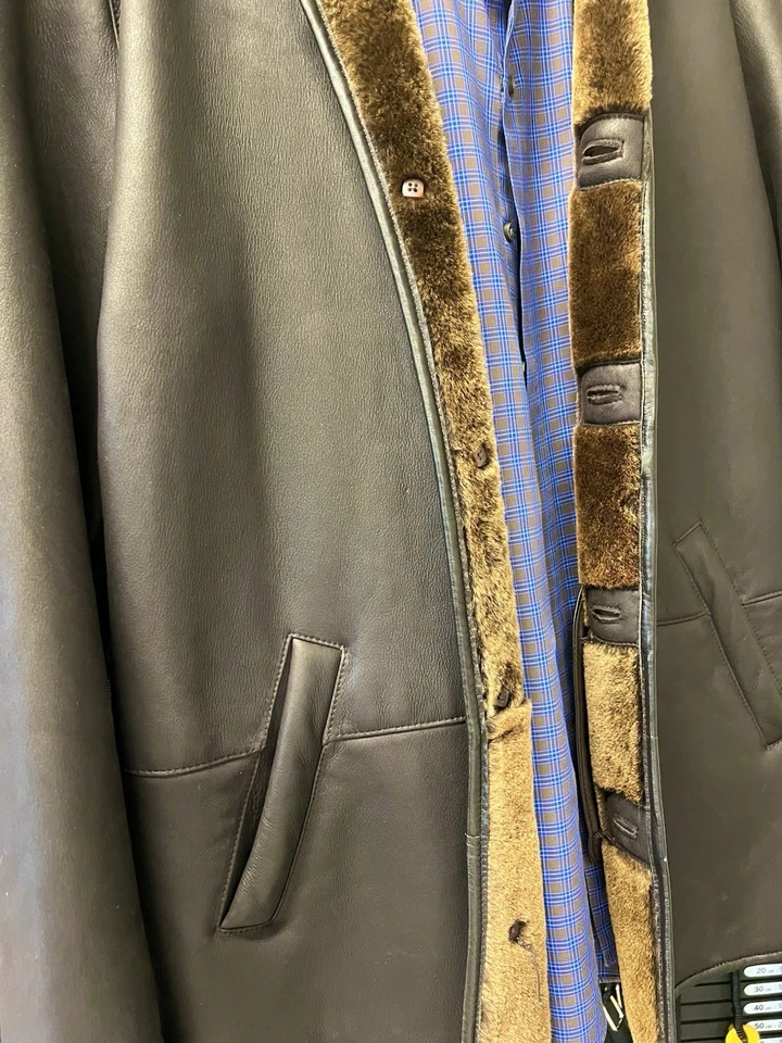 罕见 Robert Talbott 有内衬羊皮皮革夹克外套。 永恒,高价值! XL — 第 4/4 张图片