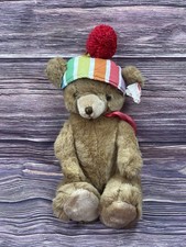 Vintage 16" Jointed Musical Schmid Teddy Bear with Pom Pom Hat