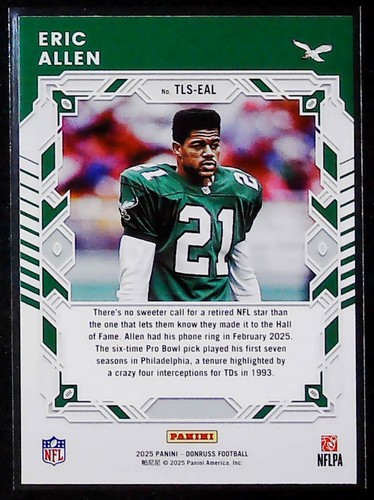 Donruss Eric Allen The Legends Series 2025 #TLS-EAL Philadelphia Eagles - Imagen 2 de 2