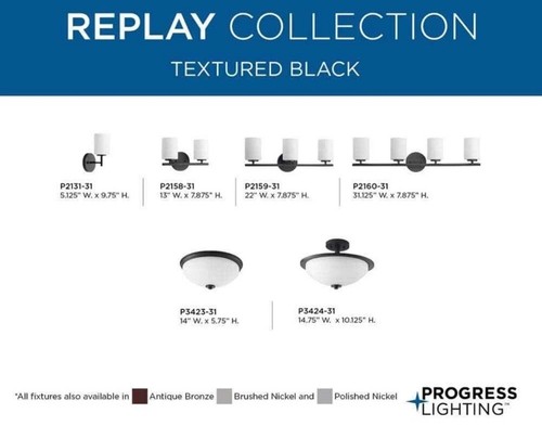 Progress Lighting 13 in. 2-Light Black Etched Glass Bathroom Vanity Light - Picture 10 of 12