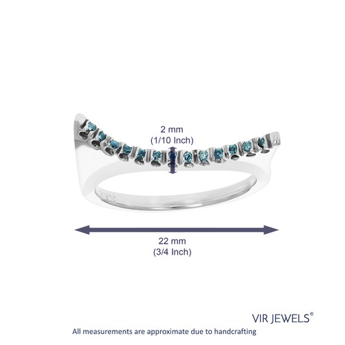 1/12 cttw blauer Diamant Ehering 10 K Weißgold runder Brautring Größe 7 - Bild 4 von 7