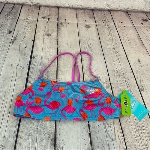 Speedo Flamingo Dot Pattern Girl’s Swimsuit Top Sz: M NWT
