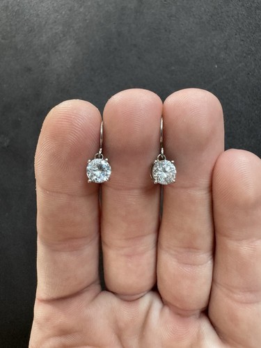 1.6g Vintage Sterling Silver 925 CZ Drop Earrings Jewelry lot Q