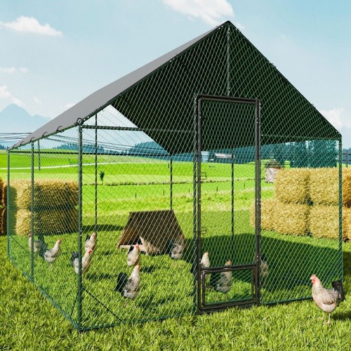 Large Walk-in Pet Chicken Run Coop Cage Rabbit Hutch Ferret House w Cover 3x6x3m - Imagen 6 de 33