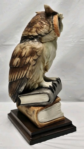 Figura Gran Búho Cornudo en Libros por Giuseppe Armani 10" Alto Firmada Italia  - Imagen 5 de 10