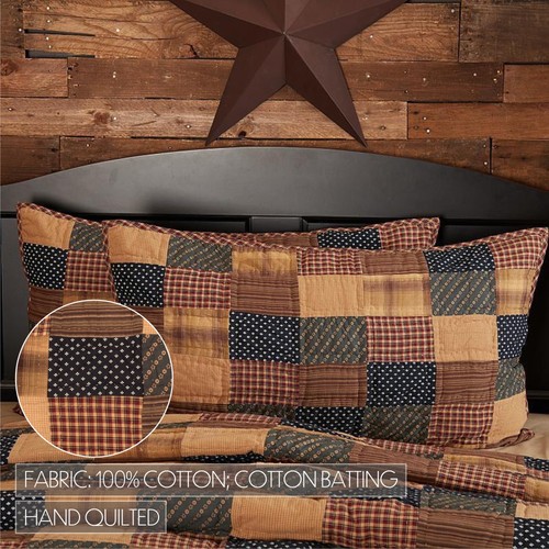 Primitive King Sham Red Patchwork Patriotic Cotton Hand Bedroom Decor VHC Brands - Bild 5 von 6