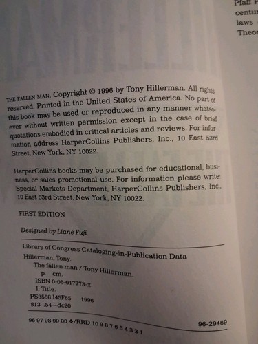 The Fallen Man by Tony Hillerman 1996 1st Edition HCDJ. - Picture 8 of 16